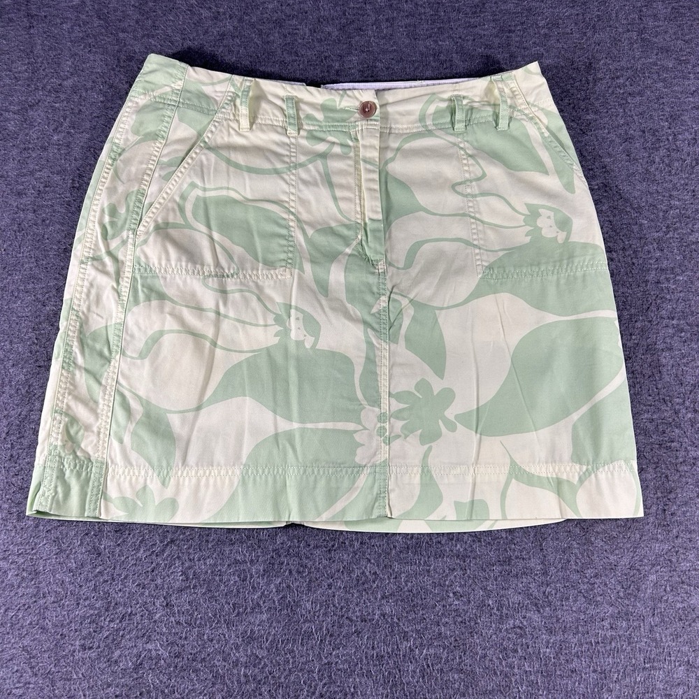Lands End Coastal Beachy Colorful Skort Size 12 Hiking Lime Yellow Tropical